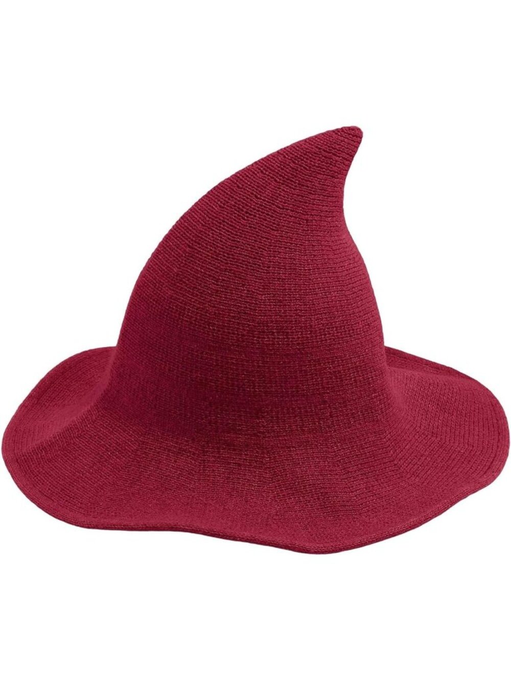 Women Red Halloween Knitted Wool Wizard Witch Hat Brim Pointed Witches Cap